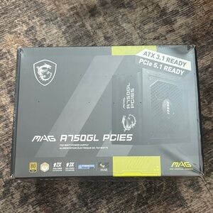 MSI MAG A750GL PCIE5 Power Supply - Black and Green